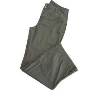 Ruff Hewn Womens 100% Cotton Pants Green Wide Leg Opening Pants RN 69016 Sz 8